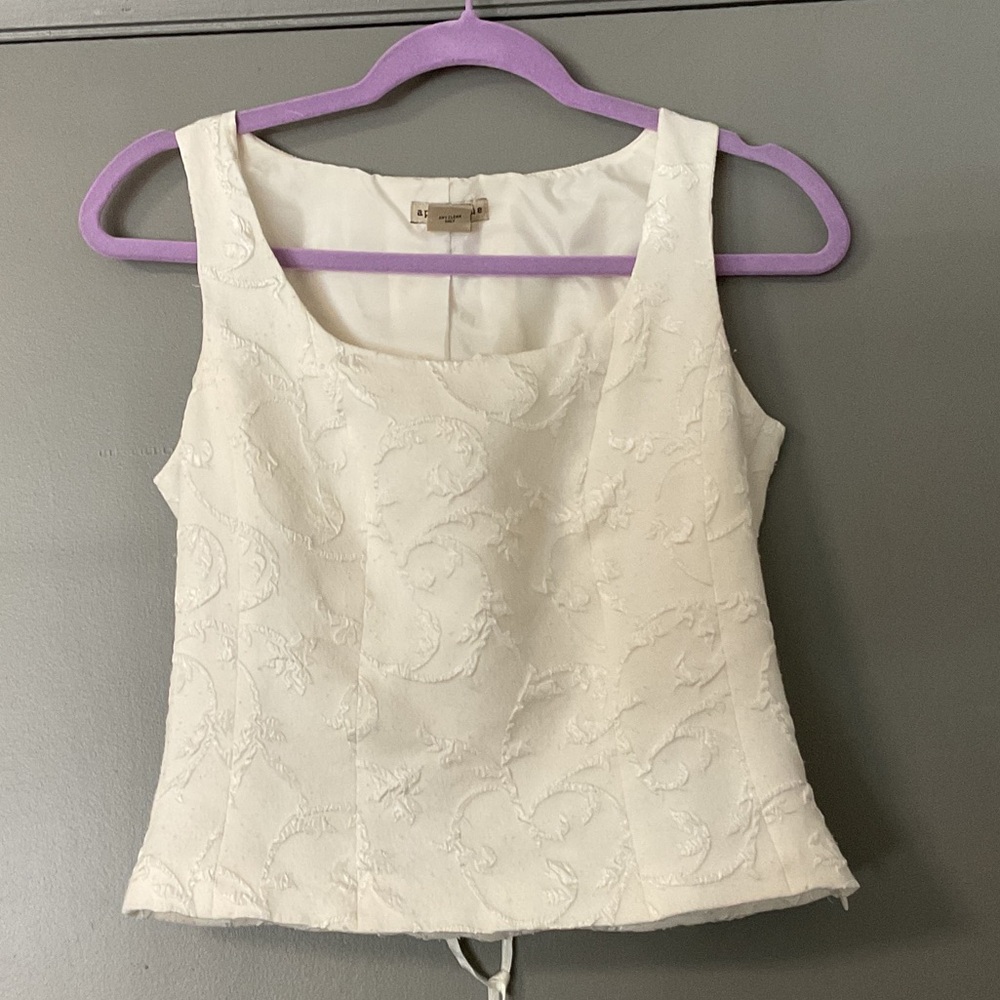 Apostrophe Cream Textured Sleeveless Blouse, Size 4P